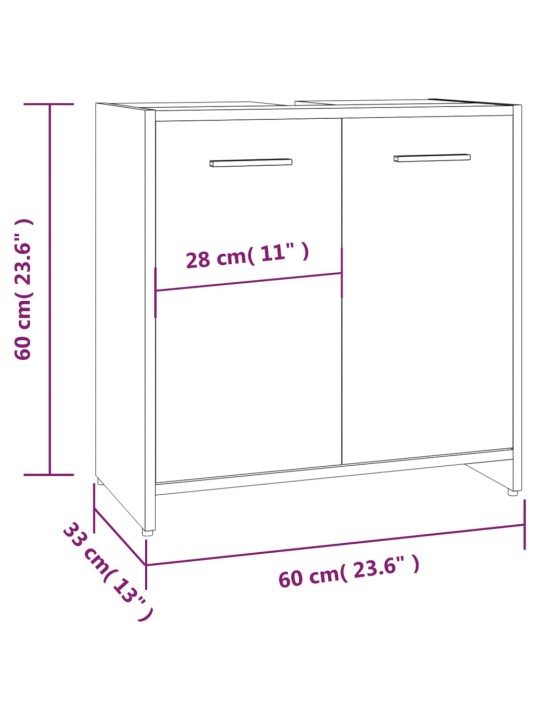 Koupelnová skříňka kouřový dub 60x33x60 cm kompozitní dřevo
