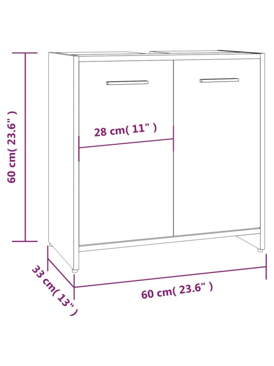 Koupelnová skříňka hnědý dub 60 x 33 x 60 cm kompozitní dřevo