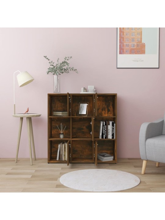 Knihovna kouřový dub 90 x 30 x 90 cm kompozitní dřevo