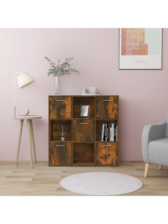 Knihovna kouřový dub 90 x 30 x 90 cm kompozitní dřevo