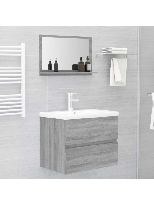 Koupelnové zrcadlo šedé sonoma 60x10,5x37 cm kompozitní dřevo