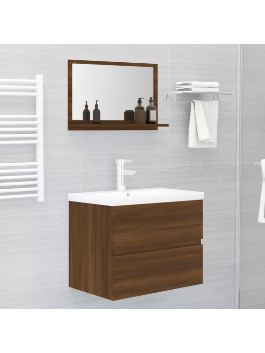 Koupelnové zrcadlo hnědý dub 60x10,5x37 cm kompozitní dřevo