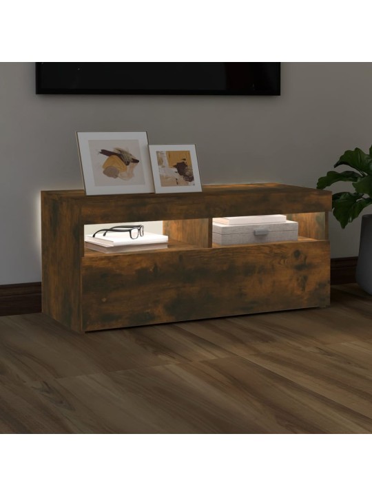 TV skříňka s LED osvětlením kouřový dub 90 x 35 x 40 cm