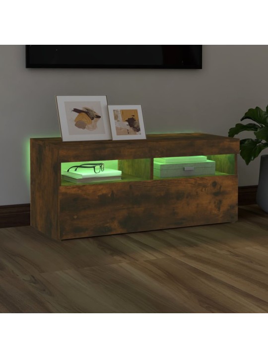 TV skříňka s LED osvětlením kouřový dub 90 x 35 x 40 cm