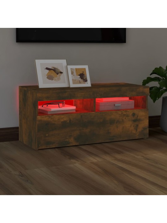 TV skříňka s LED osvětlením kouřový dub 90 x 35 x 40 cm