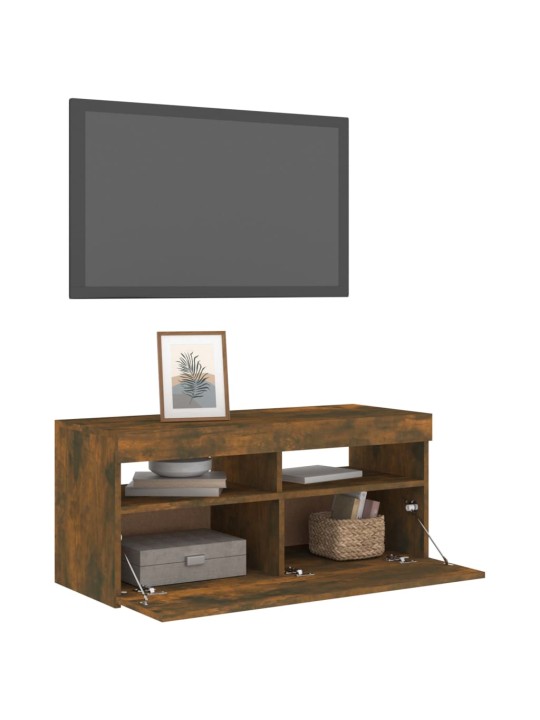 TV skříňka s LED osvětlením kouřový dub 90 x 35 x 40 cm