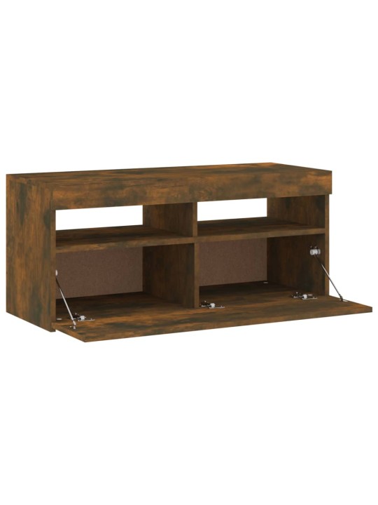 TV skříňka s LED osvětlením kouřový dub 90 x 35 x 40 cm