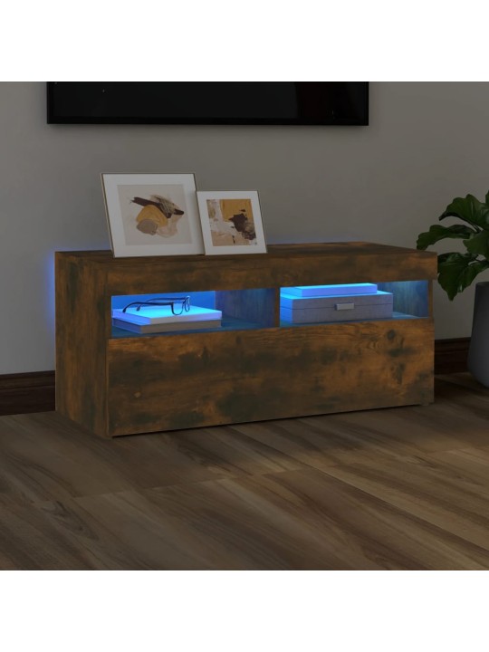 TV skříňka s LED osvětlením kouřový dub 90 x 35 x 40 cm
