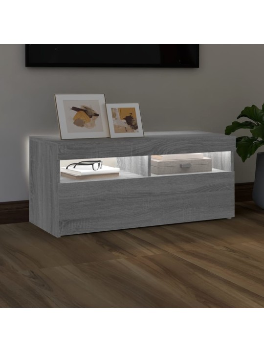 TV skříňka s LED osvětlením šedá sonoma 90 x 35 x 40 cm
