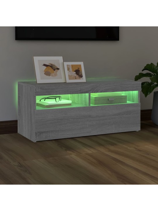 TV skříňka s LED osvětlením šedá sonoma 90 x 35 x 40 cm