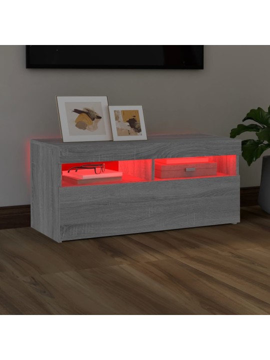 TV skříňka s LED osvětlením šedá sonoma 90 x 35 x 40 cm