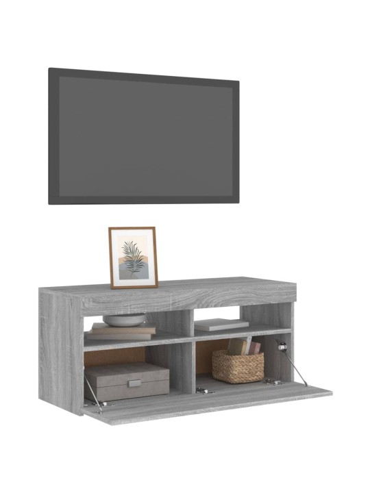 TV skříňka s LED osvětlením šedá sonoma 90 x 35 x 40 cm