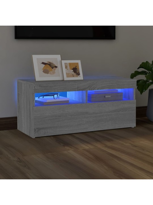 TV skříňka s LED osvětlením šedá sonoma 90 x 35 x 40 cm