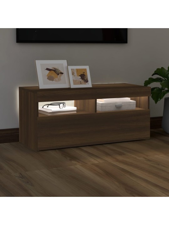 TV skříňka s LED osvětlením hnědý dub 90 x 35 x 40 cm