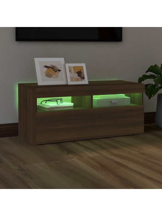 TV skříňka s LED osvětlením hnědý dub 90 x 35 x 40 cm