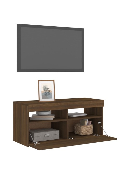 TV skříňka s LED osvětlením hnědý dub 90 x 35 x 40 cm