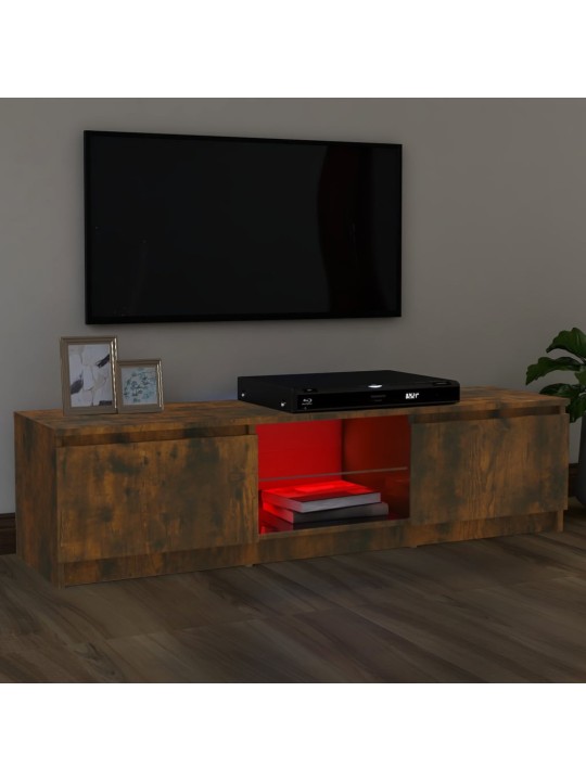 TV skříňka s LED osvětlením kouřový dub 120 x 30 x 35,5 cm