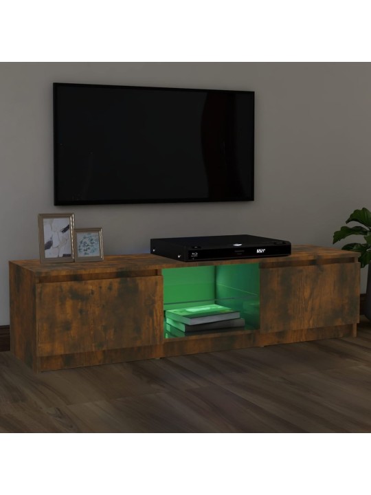 TV skříňka s LED osvětlením kouřový dub 120 x 30 x 35,5 cm