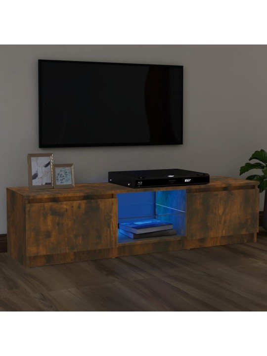 TV skříňka s LED osvětlením kouřový dub 120 x 30 x 35,5 cm