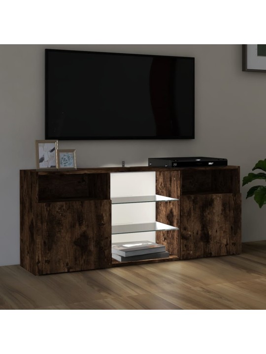 TV skříňka s LED osvětlením kouřový dub 120 x 30 x 50 cm