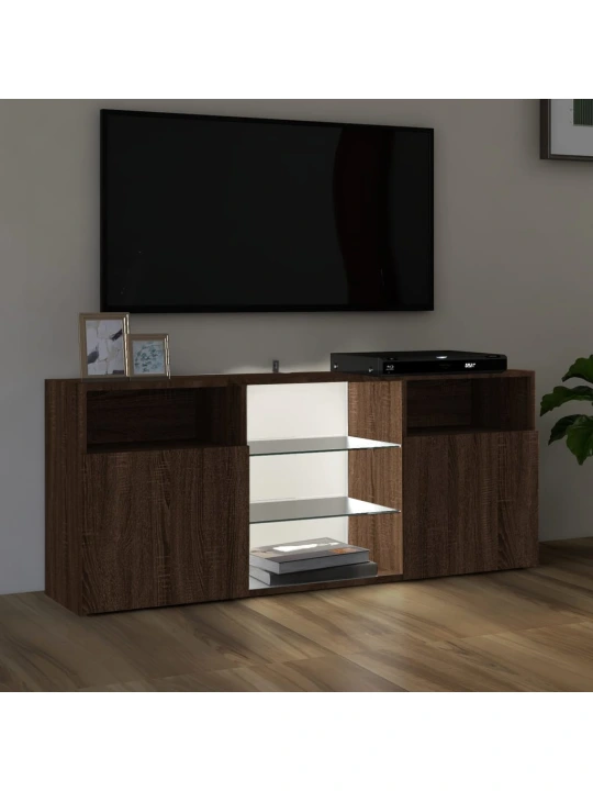 TV skříňka s LED osvětlením hnědý dub 120 x 30 x 50 cm