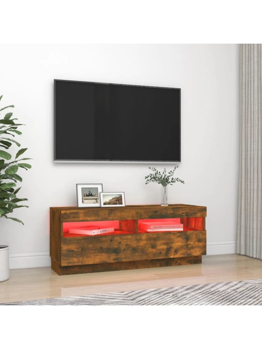 TV skříňka s LED osvětlením kouřový dub 100 x 35 x 40 cm
