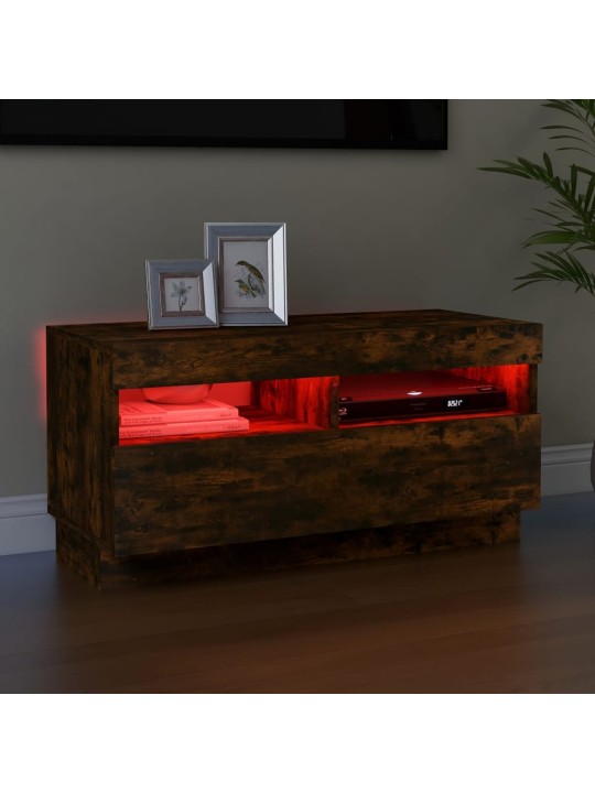 TV skříňka s LED osvětlením kouřový dub 80 x 35 x 40 cm