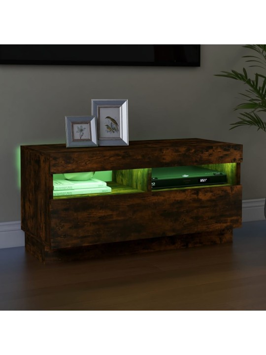 TV skříňka s LED osvětlením kouřový dub 80 x 35 x 40 cm