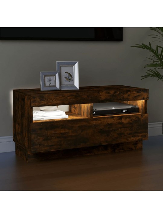 TV skříňka s LED osvětlením kouřový dub 80 x 35 x 40 cm