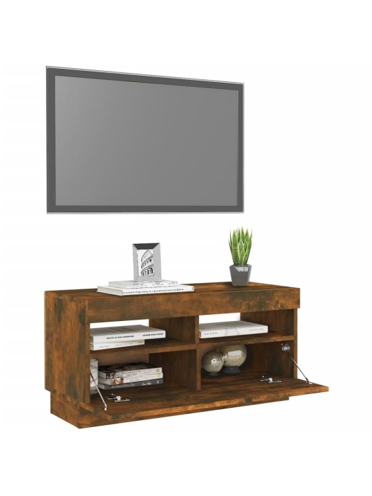 TV skříňka s LED osvětlením kouřový dub 80 x 35 x 40 cm