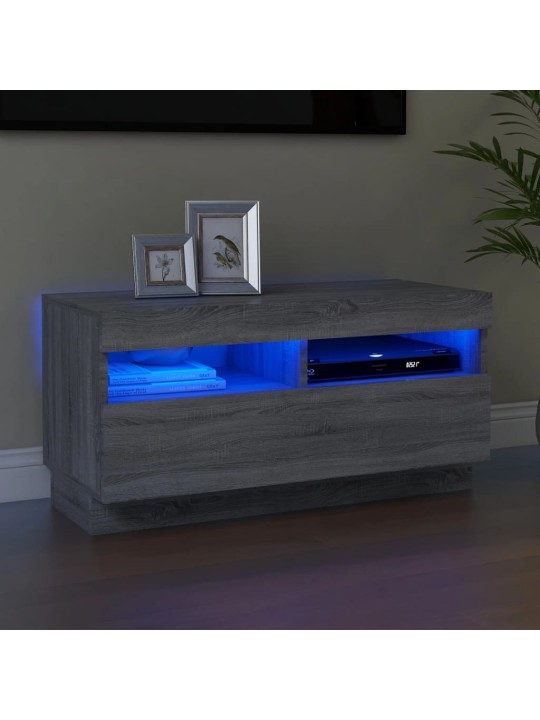 TV skříňka s LED osvětlením šedá sonoma 80 x 35 x 40 cm