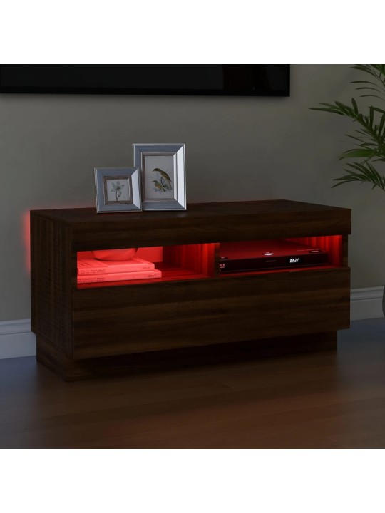 TV skříňka s LED osvětlením hnědý dub 80 x 35 x 40 cm