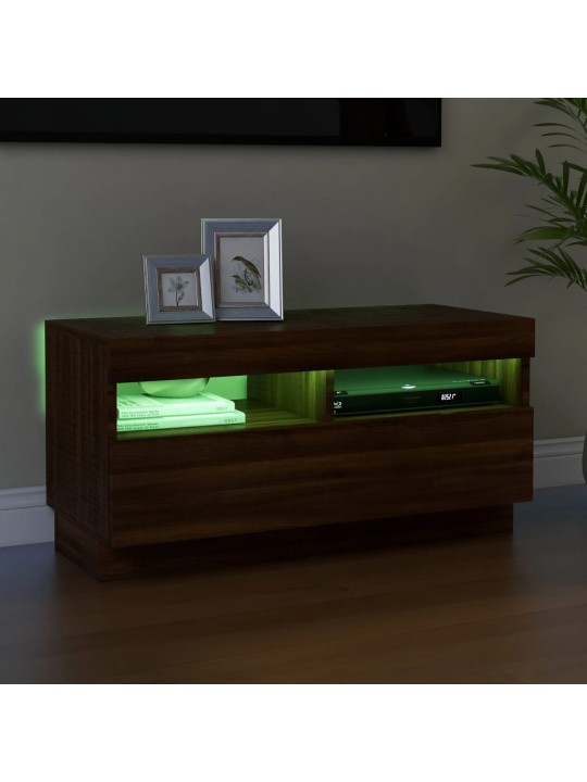 TV skříňka s LED osvětlením hnědý dub 80 x 35 x 40 cm