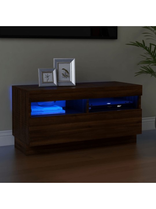 TV skříňka s LED osvětlením hnědý dub 80 x 35 x 40 cm