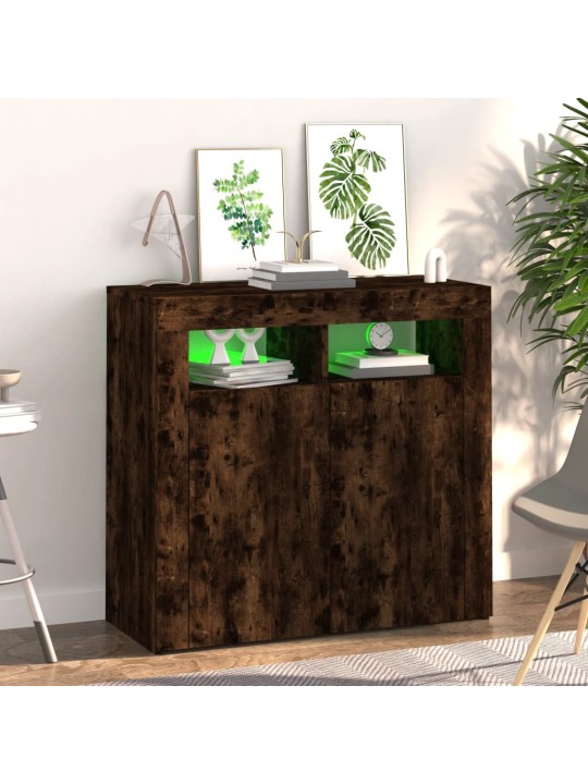 Příborník s LED osvětlením kouřový dub 80 x 35 x 75 cm