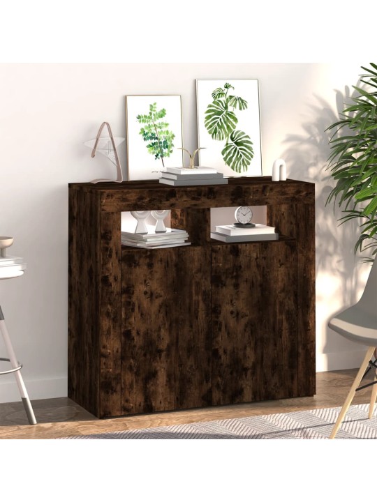 Příborník s LED osvětlením kouřový dub 80 x 35 x 75 cm