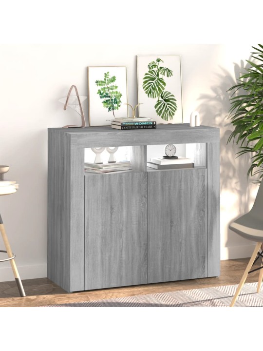 Příborník s LED osvětlením šedý sonoma 80 x 35 x 75 cm