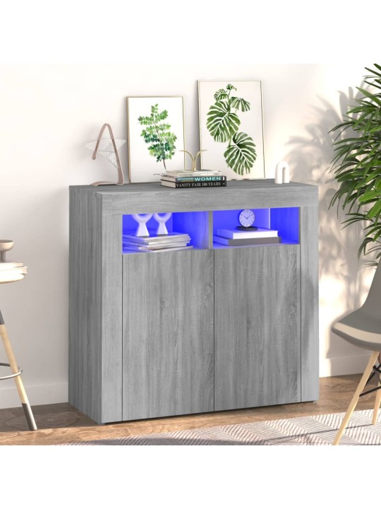 Příborník s LED osvětlením šedý sonoma 80 x 35 x 75 cm