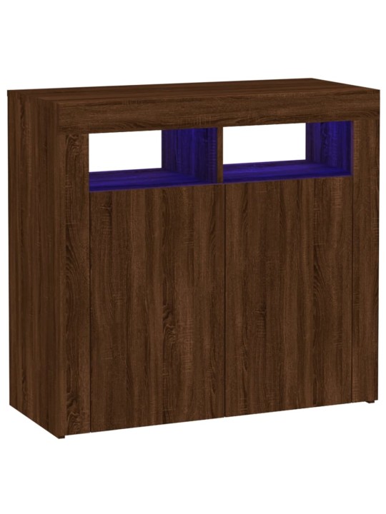 Příborník s LED osvětlením hnědý dub 80 x 35 x 75 cm