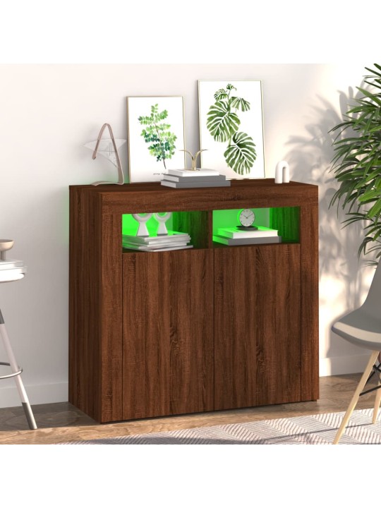 Příborník s LED osvětlením hnědý dub 80 x 35 x 75 cm
