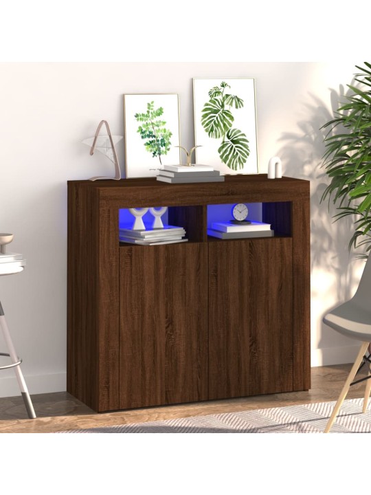 Příborník s LED osvětlením hnědý dub 80 x 35 x 75 cm