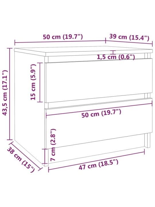 Noční stolky 2 ks šedé sonoma 50x39x43,5 cm kompozitní dřevo