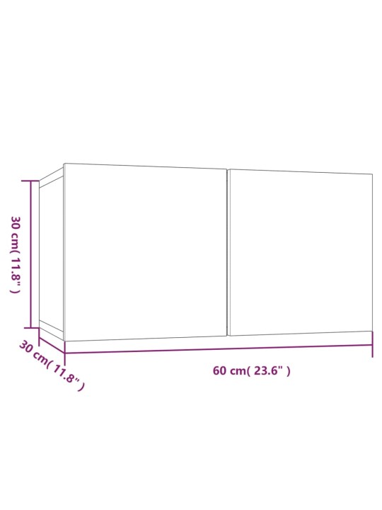 Závěsné TV skříňky šedé sonoma 2 ks 60 x 30 x 30 cm kompozit