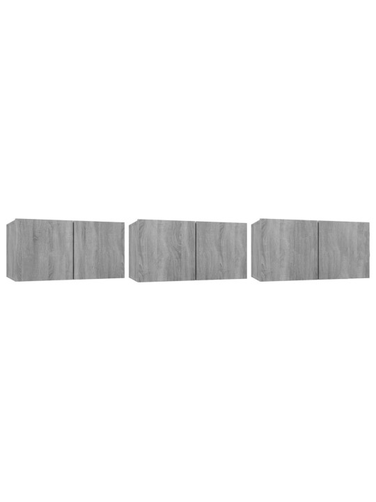 Závěsné TV skříňky šedé sonoma 3 ks 60 x 30 x 30 cm kompozit