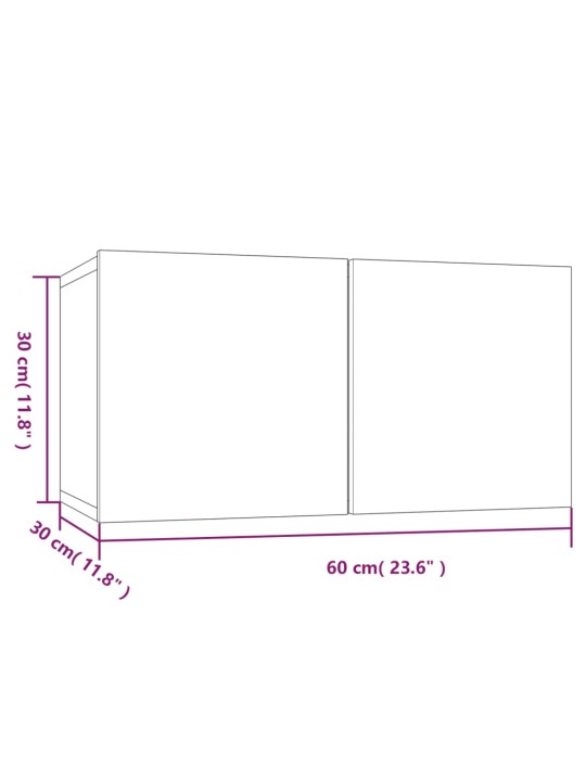 Závěsné TV skříňky šedé sonoma 3 ks 60 x 30 x 30 cm kompozit
