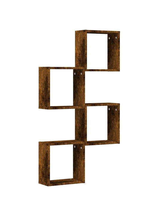 Nástěnné police kostky 4 ks kouřový dub 30 x 15 x 30 cm