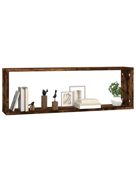 Nástěnné obdélníkové police 4 ks kouřový dub 80 x 15 x 26,5 cm