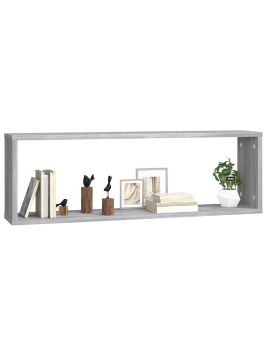 Nástěnné obdélníkové police 4 ks šedé sonoma 80 x 15 x 26,5 cm