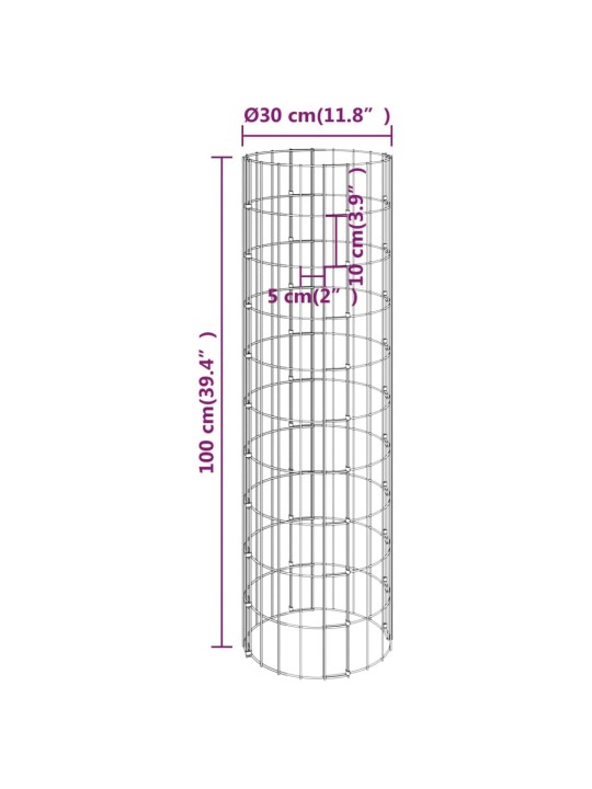 Kruhový gabionový sloupek pozinkovaná ocel Ø 30 x 100 cm