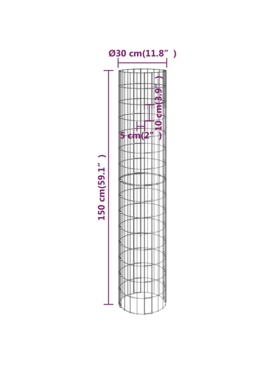 Kruhový gabionový sloupek pozinkovaná ocel Ø 30 x 150 cm